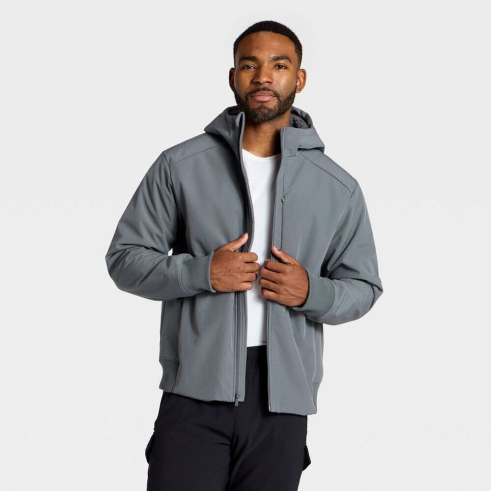 Men's Soft Shell Fleece Jacket - All In Motion Gray XL
